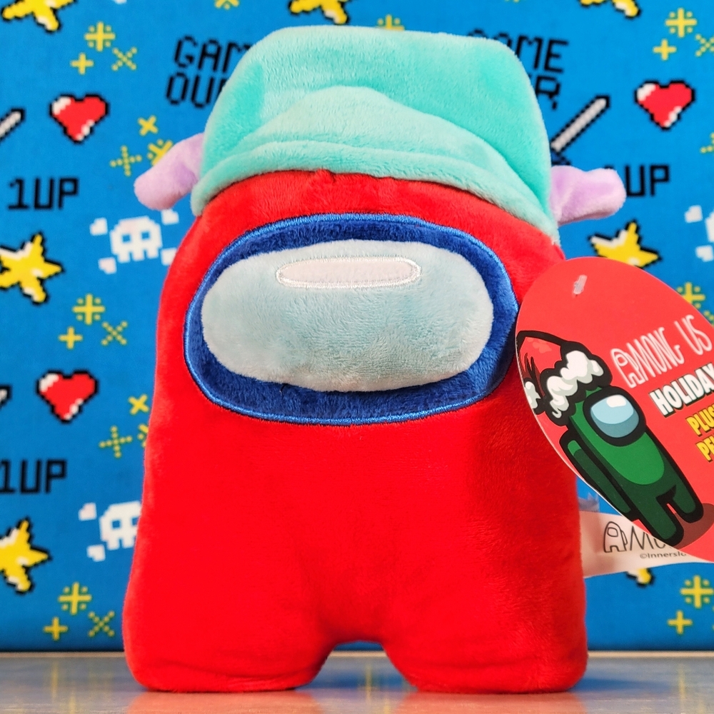 Among Us Red Crewmate 7" with Christmas Hat Special Edition Toy Plush NWT
